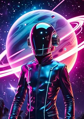 Futuristic Space Explorer with Neon Accents