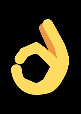 Yellow Hand OK Gesture on Black