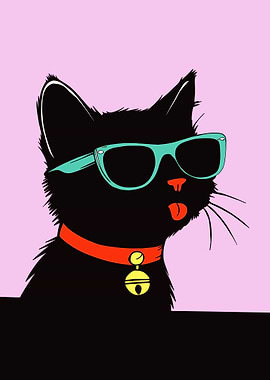 Cool Cat with Sunglasses Illustration