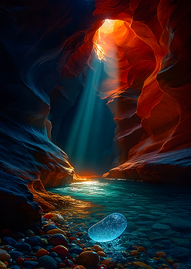 Glowing Stone in Canyon River