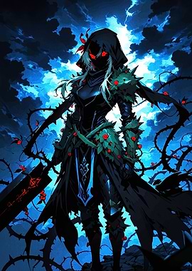 Dark Enchantress with Thorns and Sword