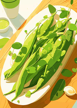Fresh Green Beans on a Plate