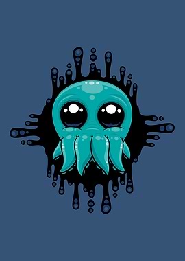 Adorable Inky Baby Octopus Friend with Big Eyes