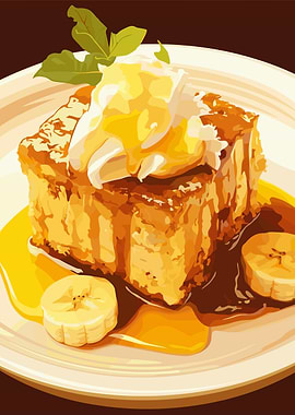 Delicious French Toast with Banana Slices