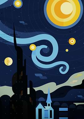 Starry Night Inspired Digital Art