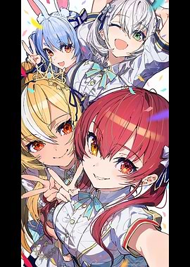 Anime Girls Selfie with Confetti