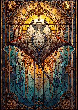 Manta rays Stained Glass