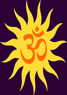 Om Symbol in Sunburst Design