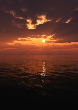 Dramatic sunset over the ocean