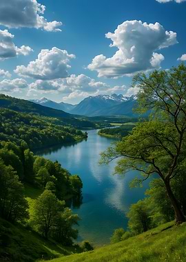 Scenic Lake and Mountain Landscape