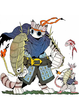 Cat Samurai with Insect Shield
