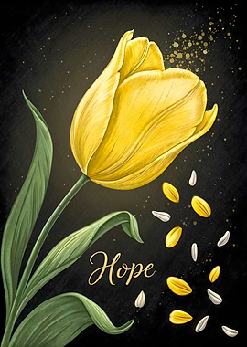 Bright Yellow Tulip Blooms Hopeful Seeds Sparkle