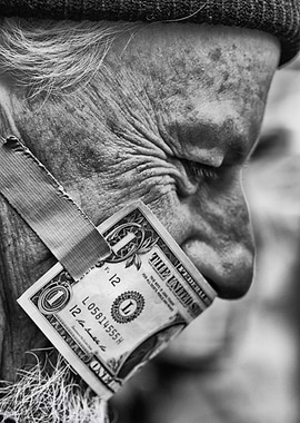 Silenced: Dollar Bill and Elderly Face