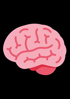 Pink Brain Illustration on Black Background Emoji