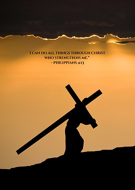 Silhouette of Cross Bearer at Sunset