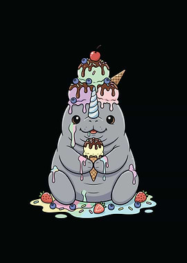 Narwhal Ice Cream Cartoon