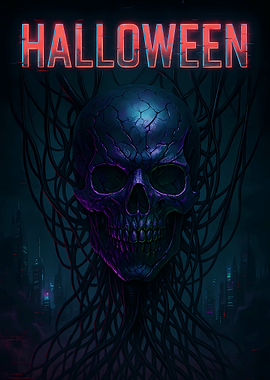 Cyberpunk Halloween Skull