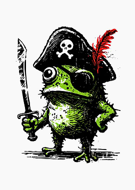 Frog Pirate with Sword and Eye Patch