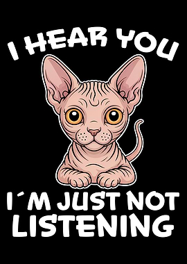 Sphynx Cat Not Listening Illustration