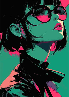 Stylish Woman with Sunglasses Digital Art