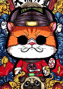 Jiangshi Cat with Pug