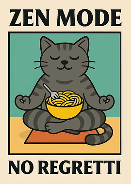 Zen Mode Cat with Spaghetti