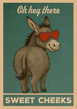 Donkey with Heart Glasses Poster