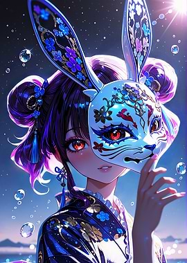 Anime Girl with Rabbit Mask