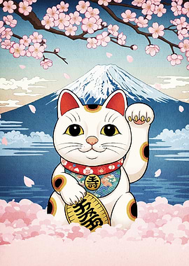 Maneki Mount Fuji Cherry Blossoms
