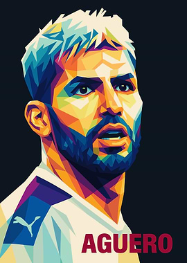 Sergio Aguero Colorful Portrait