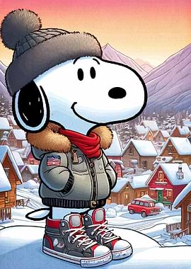 Snoopy Winter Outfit in Snowy Village