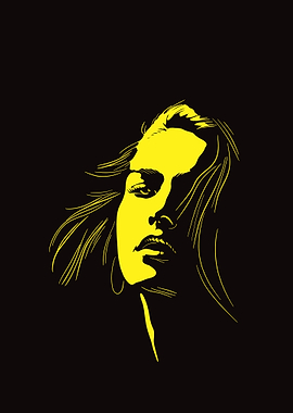 Yellow Portrait on Black Background