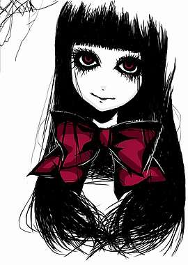 Creepy Doll with Red Bow