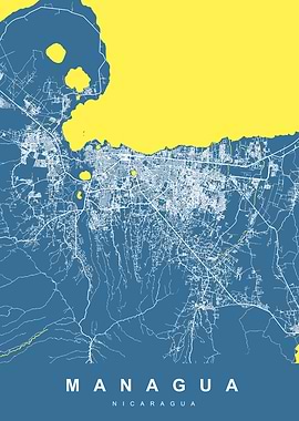 Managua, Nicaragua City Map Art