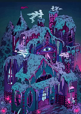 Mystical Haunted House Illustration