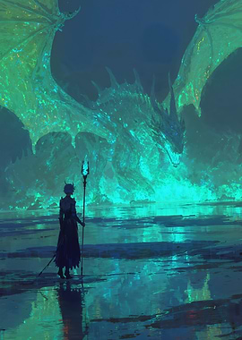 Wizard and Dragon on the Beach
