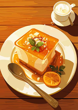 Delicious Dessert with Coffee Illustration