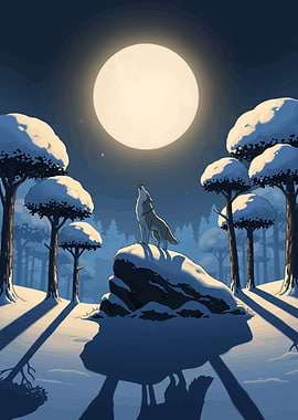 Wolf Howling at the Moon