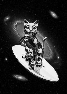 Silver Surfer Cat in Space