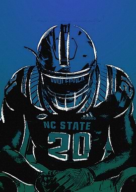 NC State Wolfpack Football Player Illustration