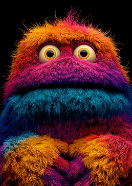 Colorful Furry Monster with Googly Eyes