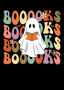 Booooks Ghost Reading Retro Design