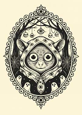 Haunted Tarsier in Moonlit Cameo
