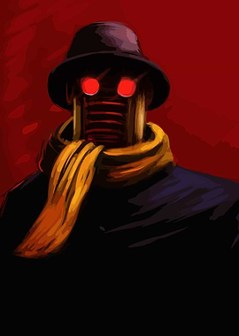 Robot in Hat and Scarf Portrait