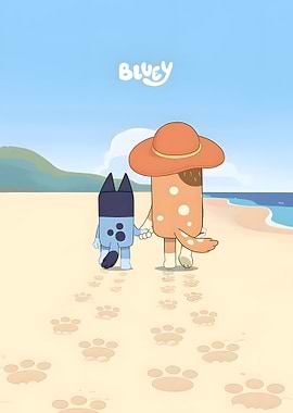 Bluey and Bingo on the Beach