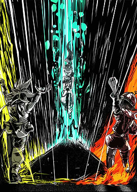 Anime-style character with energy beams