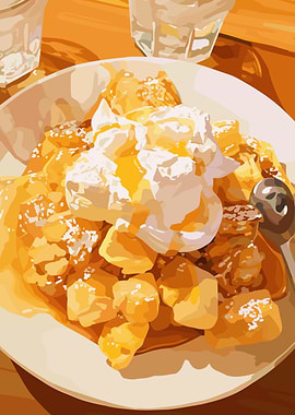 Honey toast with whipped cream