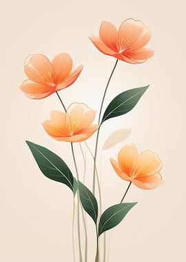 Elegant Orange Floral Arrangement on Beige