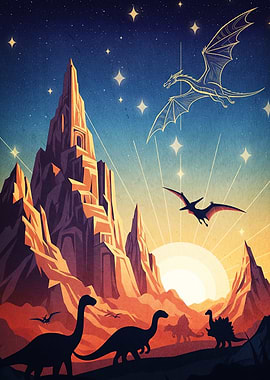 Dinosaurs Dragon Fantasy Landscape