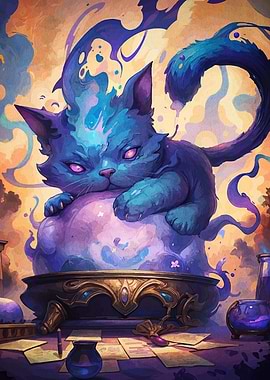 Mystical Cat with Crystal Ball